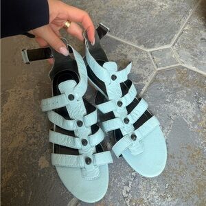 Balenciaga Pale Blue Multi-Strap Gladiator Sandals - Women